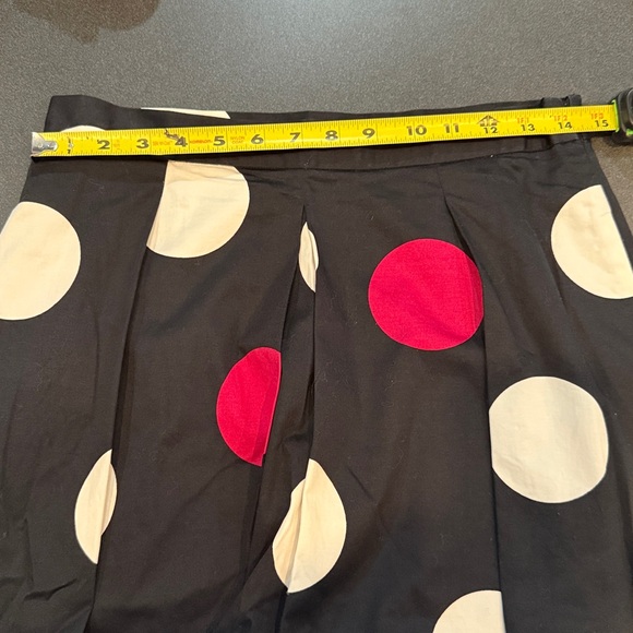 Talbots Black Pink White Polka Dot A-Line Pleated Midi Skirt Size 6 EUC - Picture 11 of 13